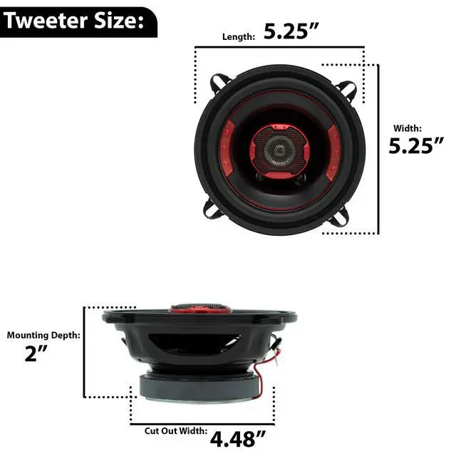 Alt view image 6 of 7 - XK2-113 Speaker Bundle: Two Pairs of 5.25-Inch 180 Watt 2-Way Coaxial Speaker Systems for Premium Car Audio