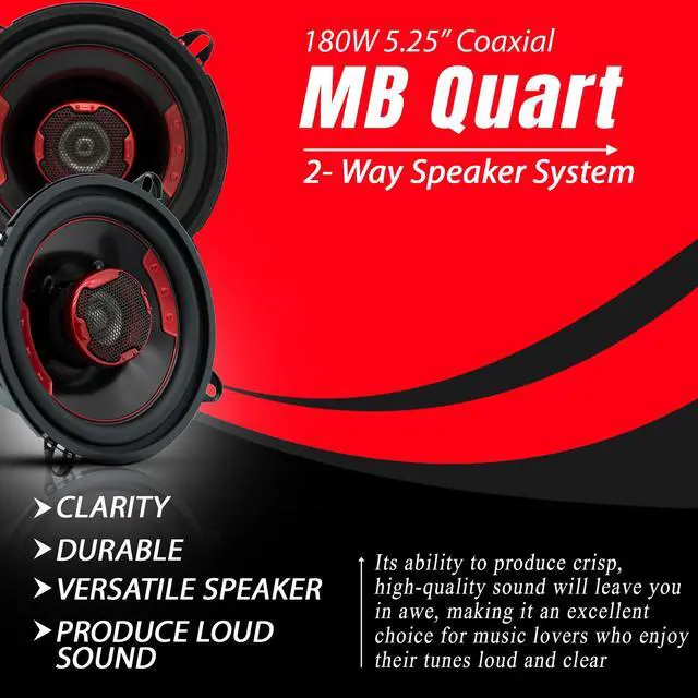 Alt view image 7 of 7 - XK2-113 Speaker Bundle: Two Pairs of 5.25-Inch 180 Watt 2-Way Coaxial Speaker Systems for Premium Car Audio