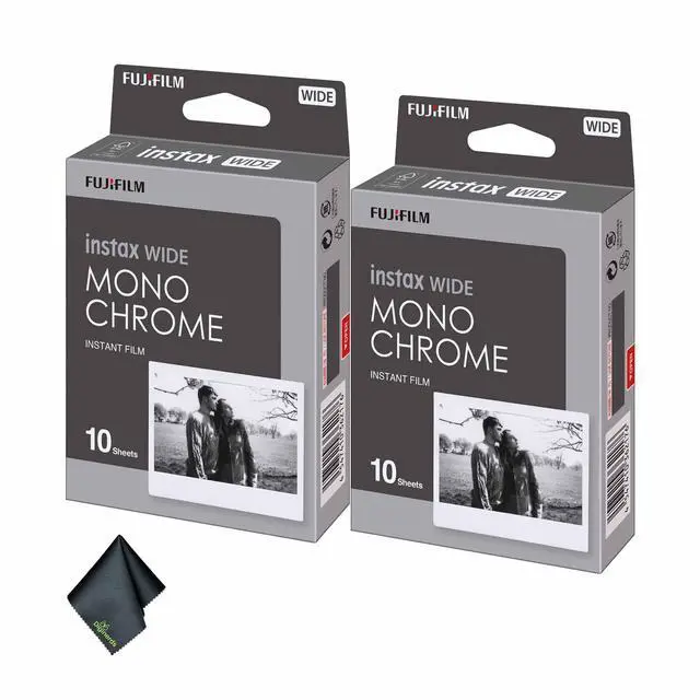 Main image of INSTAX Wide Monochrome Film 20 Exposures Bundle | For Instant Photos, Scrapbooks & Sharing | Includes Cleaning Cloth