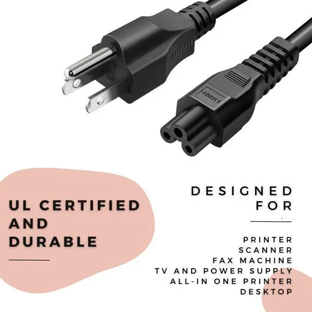 Alt view image 5 of 5 - 10 Ft 3 Prong AC Laptop Power Cord Cable for Dell IBM Hp Compaq Asus Sony Toshiba Lenovo Acer Gateway Notebook Computer Charger Spare: IEC-60320 IEC320 C5 to NEMA 5-15P
