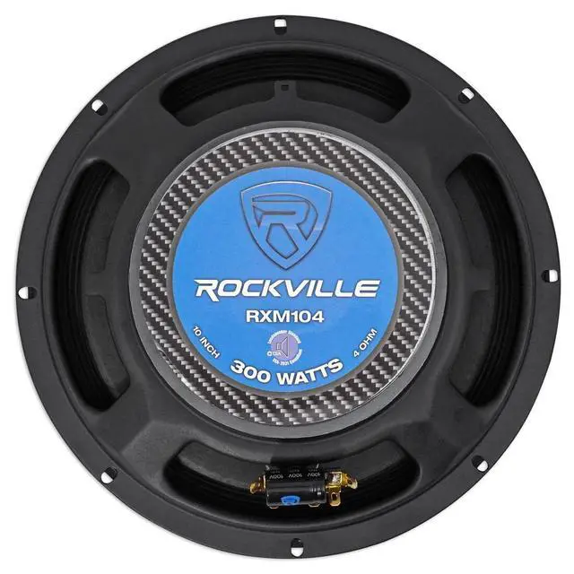 Alt view image 6 of 7 - RXM104 10" 4-Ohm Car Audio Speaker with Bullet, 2-Pack | 600W Peak / 300W RMS, Kevlar Cone, 2" CCAW Voice Coil, 40 Oz Magnet, Wire Mesh Grille, 94dB, 60Hz-10kHz, Mid-Bass/Midrange