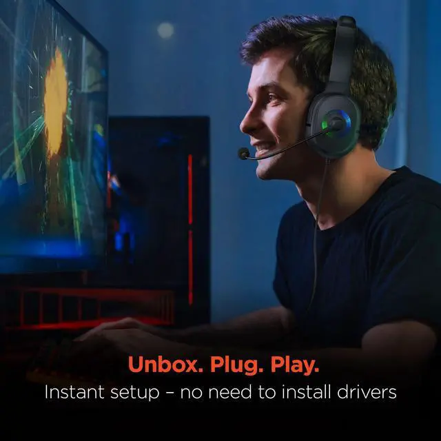 Alt view image 2 of 7 - Wired Gaming Headset with Mic - Noise Cancelling Stereo Headset for Work, Classes & Gaming Sessions - Compatible with PC, Tablets, Consoles, Phones - 3.5mm Jack & PC USB - Black