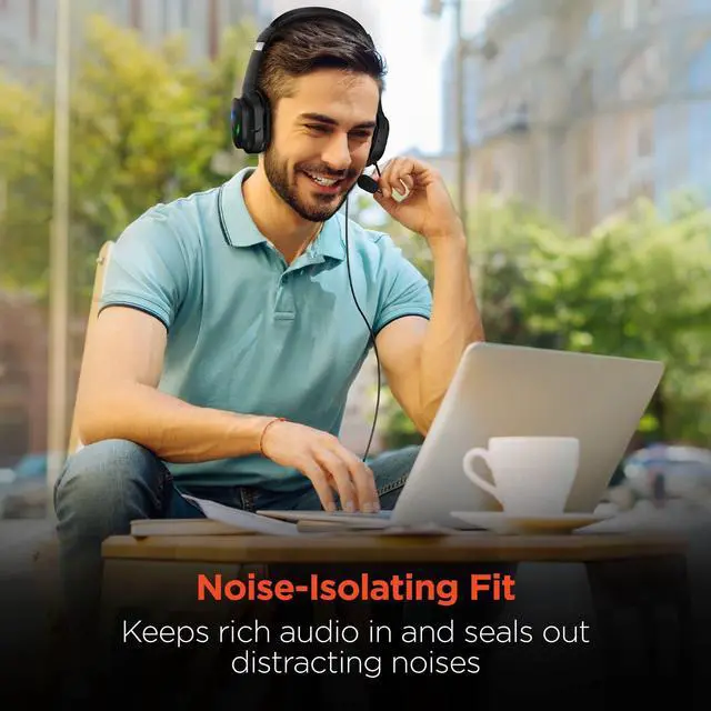 Alt view image 5 of 7 - Wired Gaming Headset with Mic - Noise Cancelling Stereo Headset for Work, Classes & Gaming Sessions - Compatible with PC, Tablets, Consoles, Phones - 3.5mm Jack & PC USB - Black