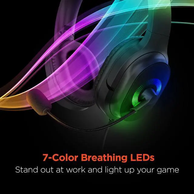 Alt view image 7 of 7 - Wired Gaming Headset with Mic - Noise Cancelling Stereo Headset for Work, Classes & Gaming Sessions - Compatible with PC, Tablets, Consoles, Phones - 3.5mm Jack & PC USB - Black