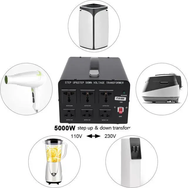Alt view image 3 of 7 - VTUS-5000VAliu Transformer,5000 Watt Voltage Converter Transformer Heavy Duty Step Up/Down Convert from 110-120 Volt to 220-240 Volt and from 220-240 Volt to 110-120 Volt