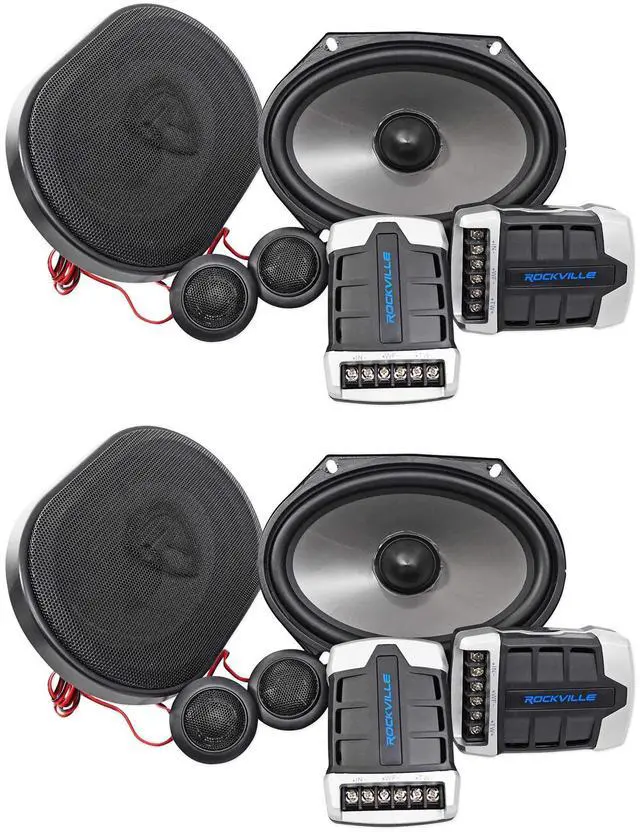 Main image of RV68.2C 6x8/5x7 CEA-Rated Component Car Speakers, 4 Ohm, 2-Pack | 900W Peak / 170W RMS, Polypropylene Cone, PEI Dome Tweeters, 2-Way Crossovers, OFC Voice Coils, Grilles, 32Hz-22kHz