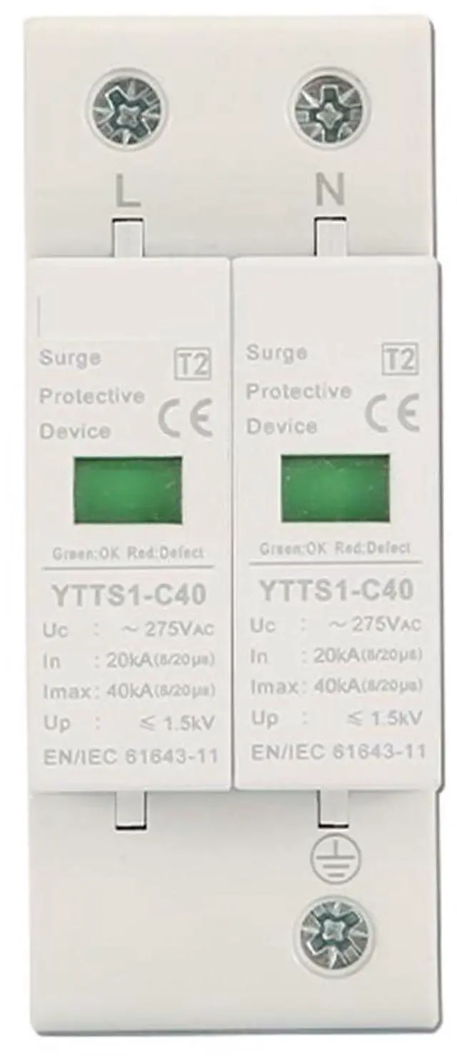 Main image of YTTS1-C40 SPD 2P 275V AC 40KA Surge Protector Lightning Protection Surge Arrester Surge Protective Device