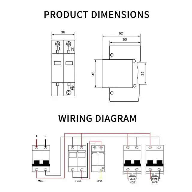 Alt view image 6 of 6 - YTTS1-C40 SPD 2P 275V AC 40KA Surge Protector Lightning Protection Surge Arrester Surge Protective Device