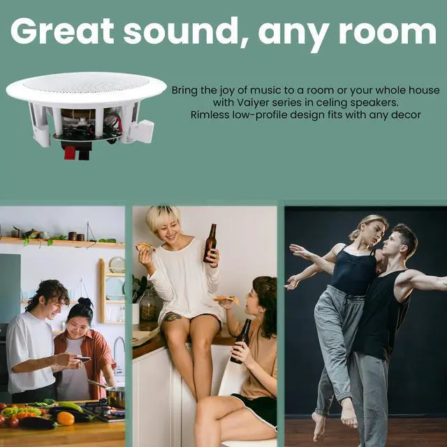 Alt view image 4 of 7 - Set of 4 5.25 Inch 8 Ohm 175 Watts Ceiling Speakers | Flush Mount, in-Wall in-Ceiling 2-Way Mid Bass Woofer Speakers withTitanium Dome Tweeter, Perfect for Home, Office