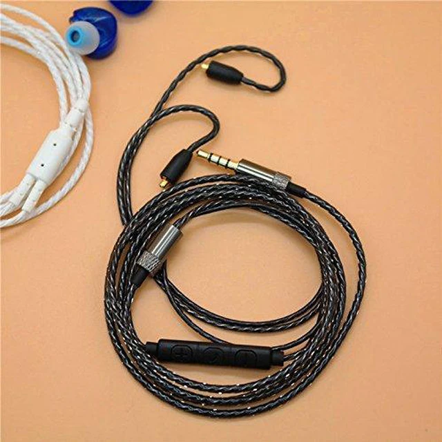 Alt view image 2 of 7 - MMCX Audio Cable Cord Volume Control for Shure SE215/425/535/846 Black with Mic
