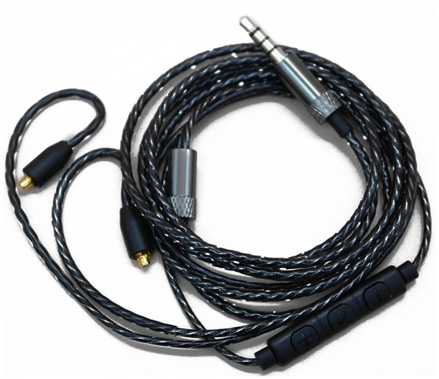 Main image of MMCX Audio Cable Cord Volume Control for Shure SE215/425/535/846 Black with Mic