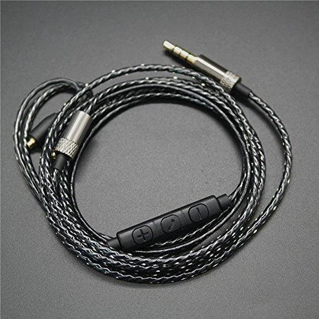 Alt view image 6 of 7 - MMCX Audio Cable Cord Volume Control for Shure SE215/425/535/846 Black with Mic