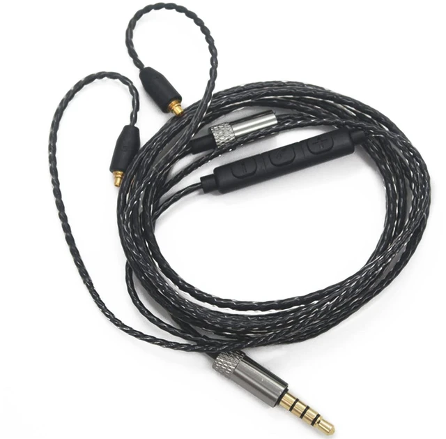 Alt view image 4 of 7 - MMCX Audio Cable Cord Volume Control for Shure SE215/425/535/846 Black with Mic