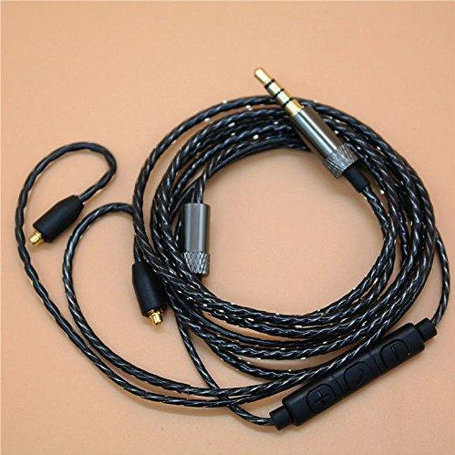 Alt view image 5 of 7 - MMCX Audio Cable Cord Volume Control for Shure SE215/425/535/846 Black with Mic