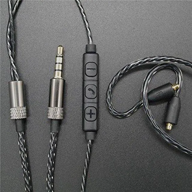 Alt view image 7 of 7 - MMCX Audio Cable Cord Volume Control for Shure SE215/425/535/846 Black with Mic