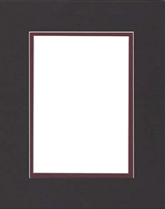 Main image of 16x20 Double Acid Free White Core Picture Mats Cut for 11x14 Pictures in Black and Maroon