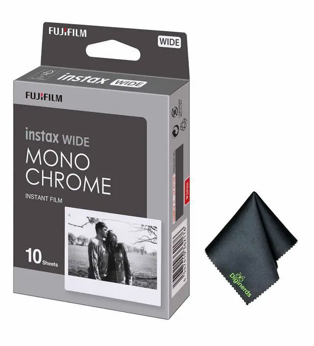 Main image of INSTAX Wide Monochrome Film 10 Exposures Bundle | For Instant Photos, Scrapbooks & Sharing | Includes Cleaning Cloth