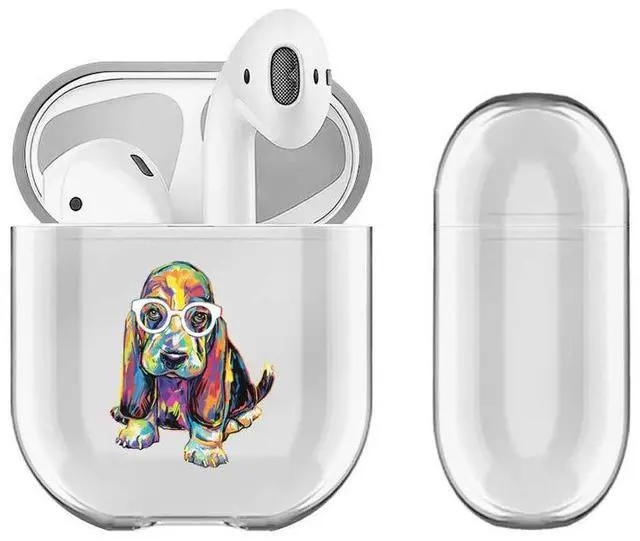 Main image of Officially Licensed P.D. Moreno Basset Hound Dogs Clear Hard Crystal Cover Compatible with Apple AirPods 1 1st Gen / 2 2nd Gen Charging Case
