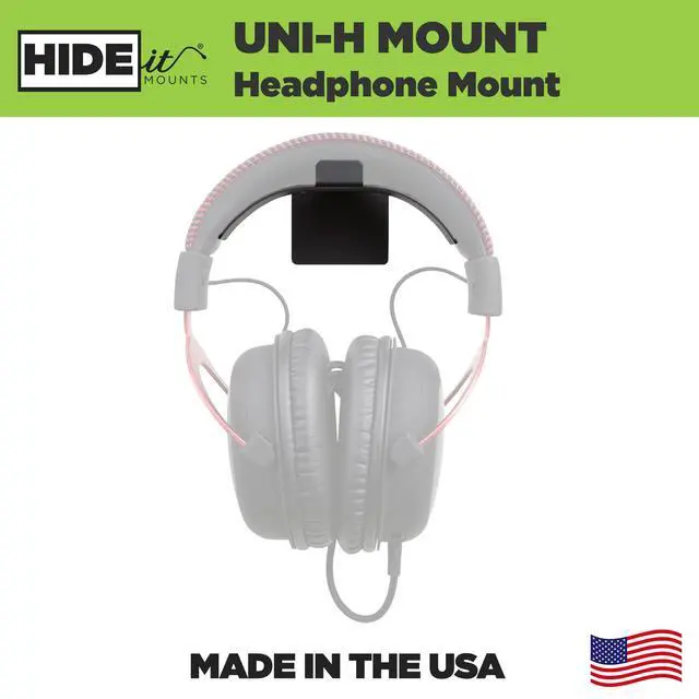 Alt view image 2 of 7 - Uni-H Universal Headset Wall Mount - Made in USA, Black Steel Gaming Accessories for Gaming Headsets, Headphones, VR Headsets and More