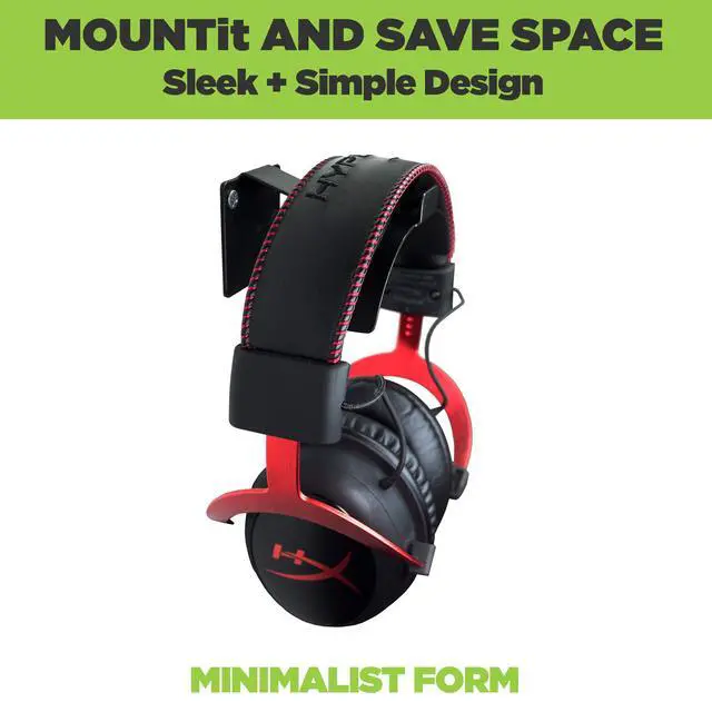 Alt view image 3 of 7 - Uni-H Universal Headset Wall Mount - Made in USA, Black Steel Gaming Accessories for Gaming Headsets, Headphones, VR Headsets and More