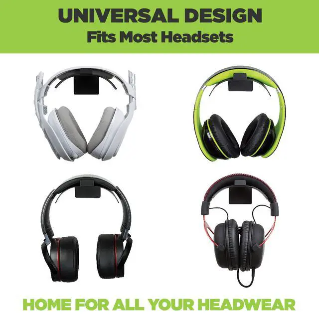 Alt view image 4 of 7 - Uni-H Universal Headset Wall Mount - Made in USA, Black Steel Gaming Accessories for Gaming Headsets, Headphones, VR Headsets and More