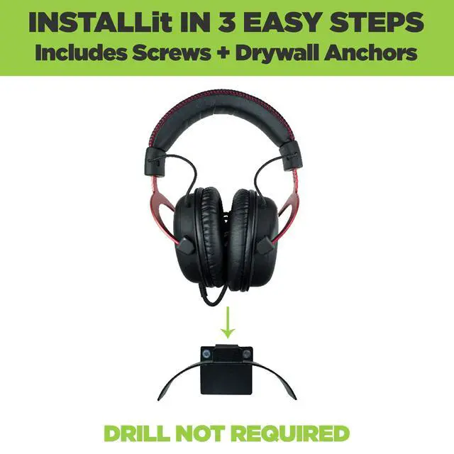 Alt view image 6 of 7 - Uni-H Universal Headset Wall Mount - Made in USA, Black Steel Gaming Accessories for Gaming Headsets, Headphones, VR Headsets and More