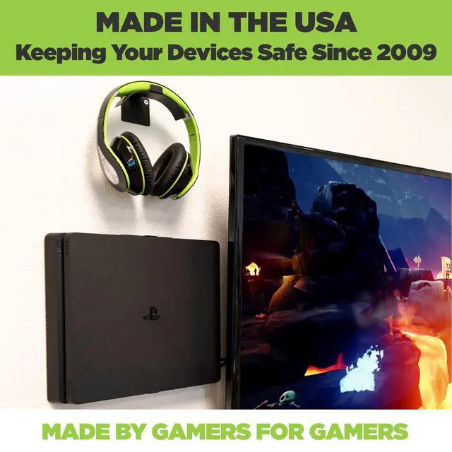 Alt view image 7 of 7 - Uni-H Universal Headset Wall Mount - Made in USA, Black Steel Gaming Accessories for Gaming Headsets, Headphones, VR Headsets and More