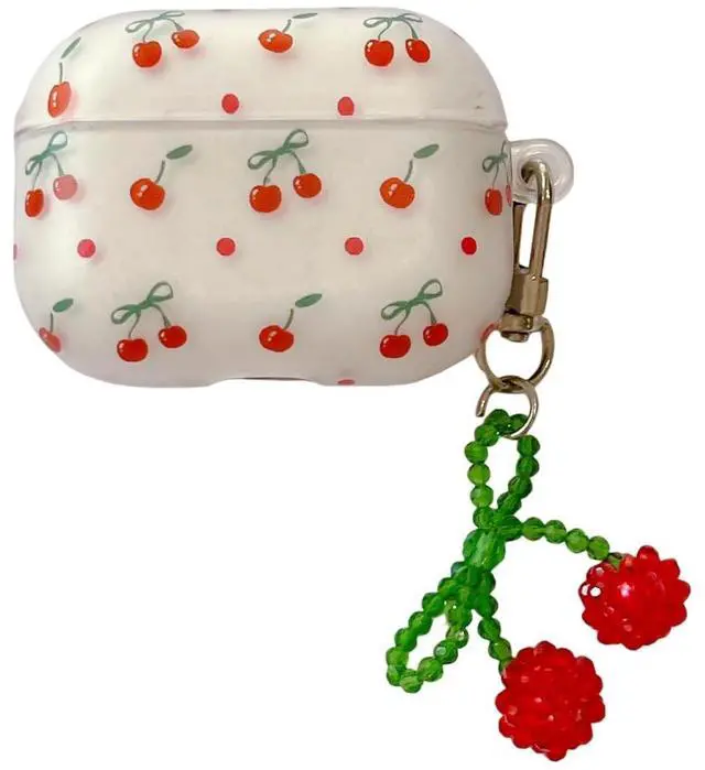 Main image of Case for AirPods Pro 2nd Generation 2022, Fashion Lovely Shiny Slim Fit Cherry Decoration Case Cover Accessories for AirPods Pro 2nd Generation 2022 with Pendant