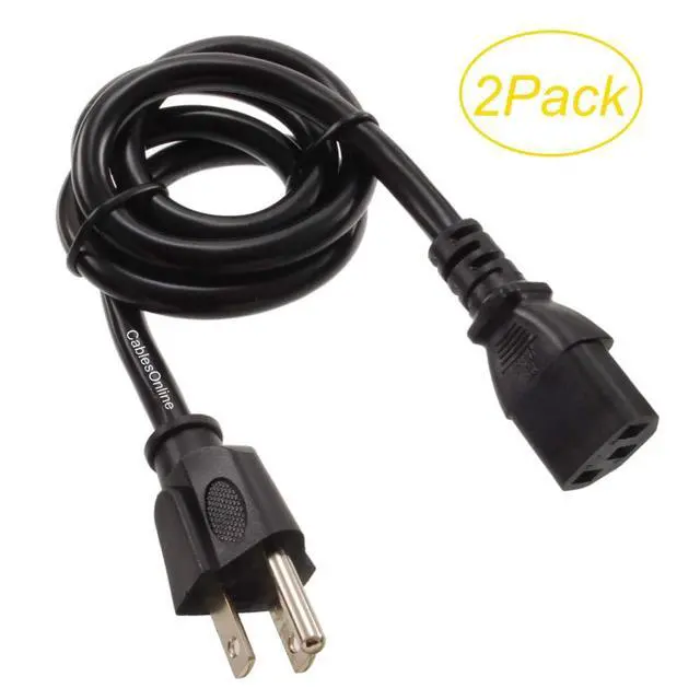 Alt view image 2 of 4 - CablesOnline, 2-Pack 3ft 16-Gauge 3-Conductor AC Power Cables with IEC C13 and NEMA 5-15P Connectors, PC-31603-2