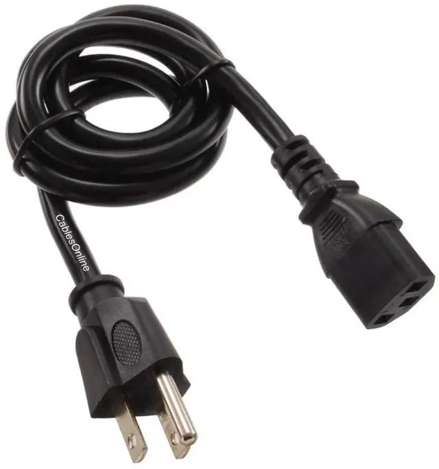 Main image of CablesOnline, 5-Pack 3ft 16-Gauge 3-Conductor AC Power Cables with IEC C13 and NEMA 5-15P Connectors, PC-31603-5