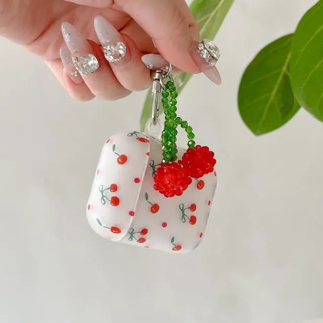 Alt view image 2 of 7 - Case for AirPods Pro 2nd Generation 2022, Fashion Lovely Shiny Slim Fit Cherry Decoration Case Cover Accessories for AirPods Pro 2nd Generation 2022 with Pendant