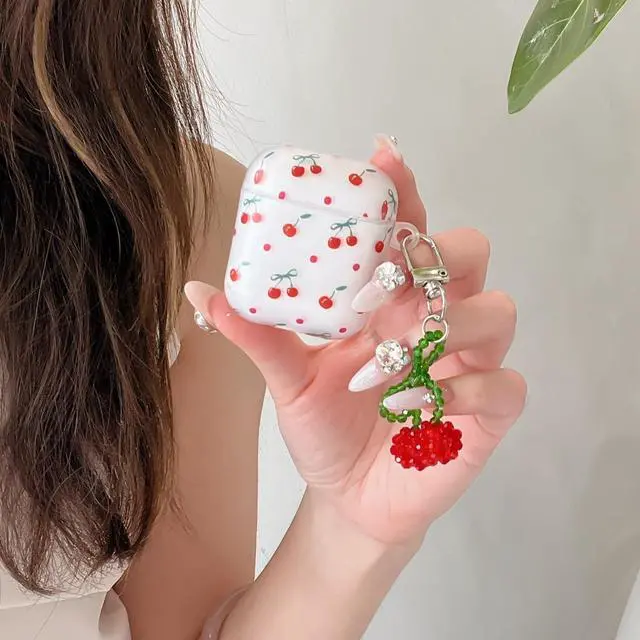Alt view image 5 of 7 - Case for AirPods Pro 2nd Generation 2022, Fashion Lovely Shiny Slim Fit Cherry Decoration Case Cover Accessories for AirPods Pro 2nd Generation 2022 with Pendant