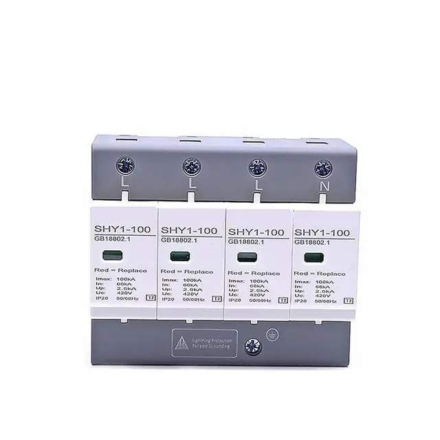 Alt view image 3 of 5 - Arrester Device 1PCS House Lightning Protection Arrester Surge Protector AC 3P+N 40~80KA 60KA~100KA 385V 420V SPD Low-Voltage Protection 4P (Color: 4P 420V AC, Size: 40-80KA)
