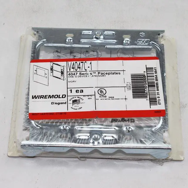 Alt view image 3 of 3 - Wiremold Legrand V4047C-1 One Gang Single Gang Device Plate Fitting Snap On Cable Raceway, Ivory