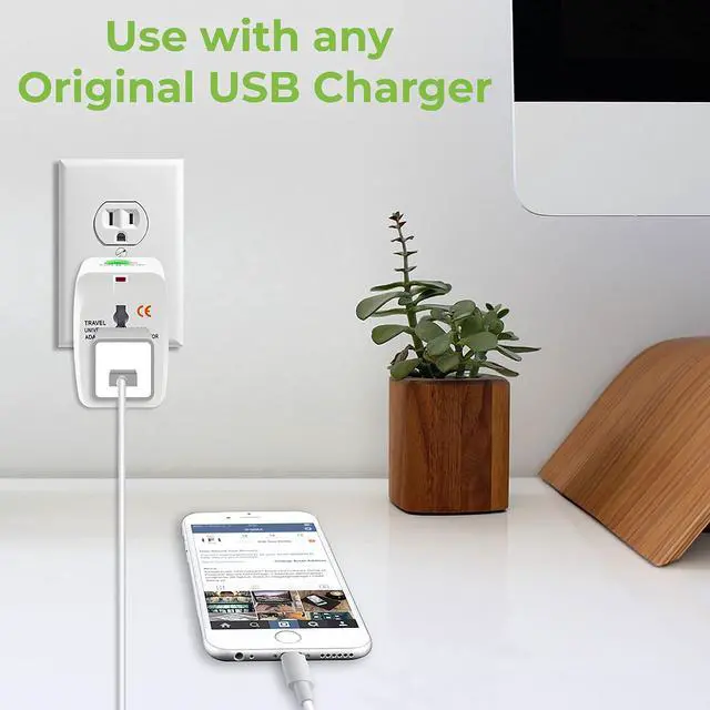 Alt view image 2 of 7 - Worldwide Power Adapter Works for LG Volt 2 is Universal for 90% of Travel Between US/EU/CN/AUS/NZ/UK Type