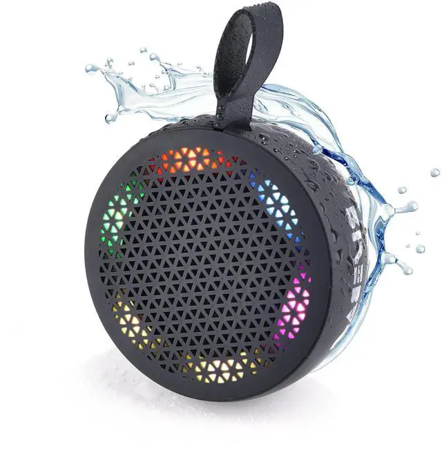 Main image of Water Resistant Bluetooth Shower Speaker, Handsfree Portable Speakerphone Control Buttons with LED Light, True Wireless Stereo for Bathroom, Kitchen, Hiking, Kayak, Beach, Gifts (Black)