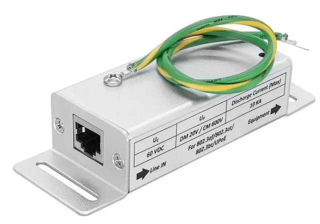 Main image of SD-101 Surge Protector, 2.5G PoE, 1-Port RJ45 Ethernet Lightning Protector, 802.3af/at/bt & UPoE, 10KA/20KV, Indoor Network Surge Suppressor for PoE Switches & IP Cameras | TAA Compliant