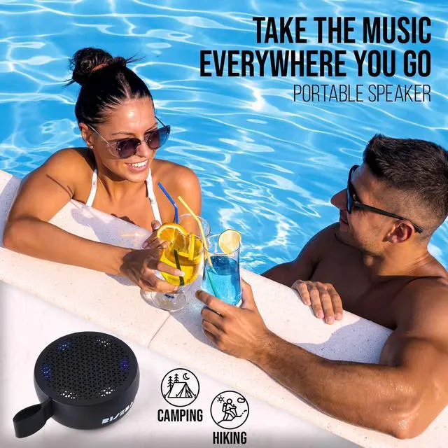 Alt view image 5 of 6 - Water Resistant Bluetooth Shower Speaker, Handsfree Portable Speakerphone Control Buttons with LED Light, True Wireless Stereo for Bathroom, Kitchen, Hiking, Kayak, Beach, Gifts (Black)