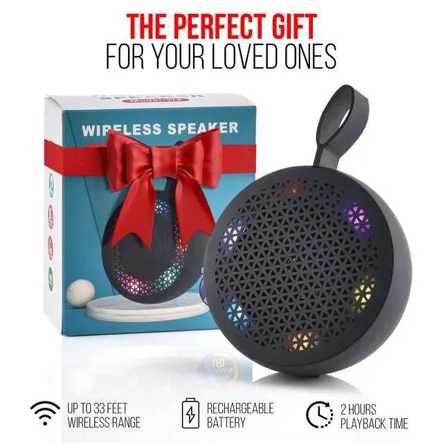 Alt view image 6 of 6 - Water Resistant Bluetooth Shower Speaker, Handsfree Portable Speakerphone Control Buttons with LED Light, True Wireless Stereo for Bathroom, Kitchen, Hiking, Kayak, Beach, Gifts (Black)