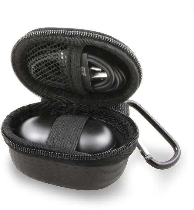 Main image of Handheld Travel Case Compatible with Samsung Galaxy Buds Plus Buds+ True Wireless Earbuds Bluetooth Earbuds and More, Water Resistant Compact Storage with Carabiner, Black