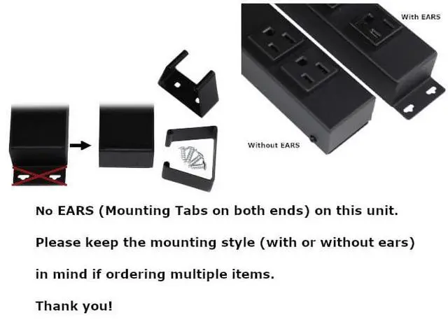 Alt view image 2 of 2 - 12 Hardwired Power Strip (NO Power Cord), 4 Vertical Outlets (NOT Tamper Resistant), NO Ears (Without mounting tabs), 15A (NOT a 20 Amp Unit), USB, Black
