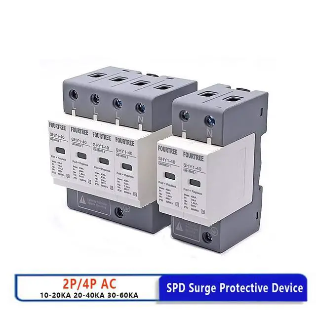 Alt view image 2 of 7 - AC SPD Surge Protection 2P 3P 4P 1020KA/2040KA /30KA60KA House Lightning Protector Low-Voltage Arrester Protective Device (Color: 2P, Size: 20-40KA)