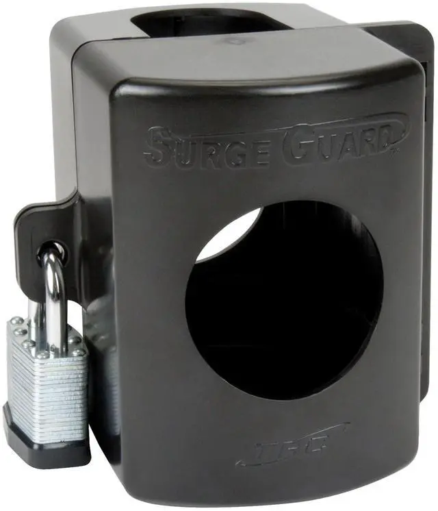 Main image of Lock Hasp Lockable Black Fits All Portable Surge Guard Models And Surge Guard Voltage Regulators Lock Not Included