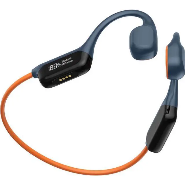 Alt view image 2 of 3 - Sound Orbit Series Bone Conduction Wireless Open-Ear Bluetooth Earbuds Lightweight Sweatproof IPX5 Headphones for Running, Cycling, Gym & Outdoor Sports Black (Blue/Orange)