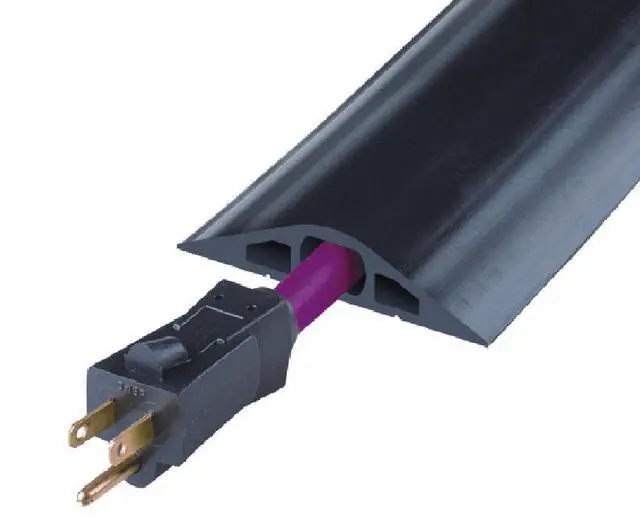 Main image of Industrial Safety Products Powerback RFD3-10 Durable Rubber Center Channel Duct Protector, Black, 10' Length