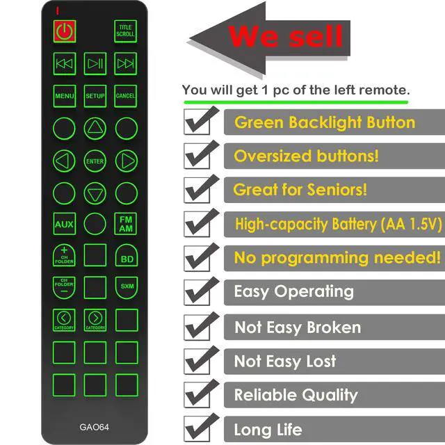 Alt view image 3 of 7 - Replacement Remote Control for Honda Pilot Elite/Touring Rear Entertainment BIU-Ray DVD 39560TG7A01 39560-TG7-A01 2016 2017 2018