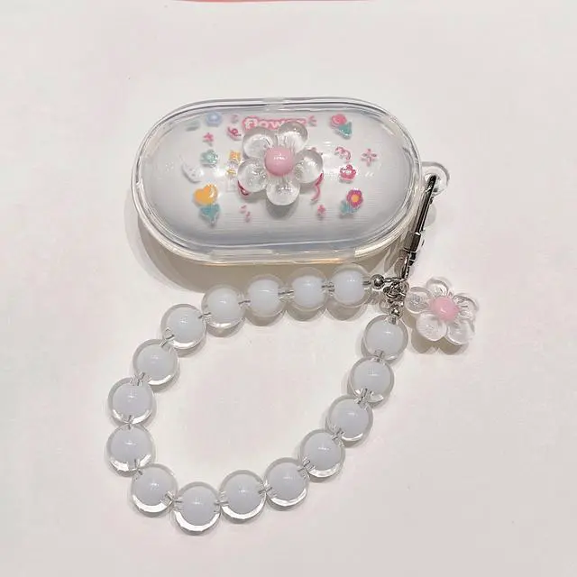 Alt view image 2 of 3 - Earphone Case for Samsung Galaxy Buds+ Plus, Floral Pattern, Unique Design, Blue, Protective Case