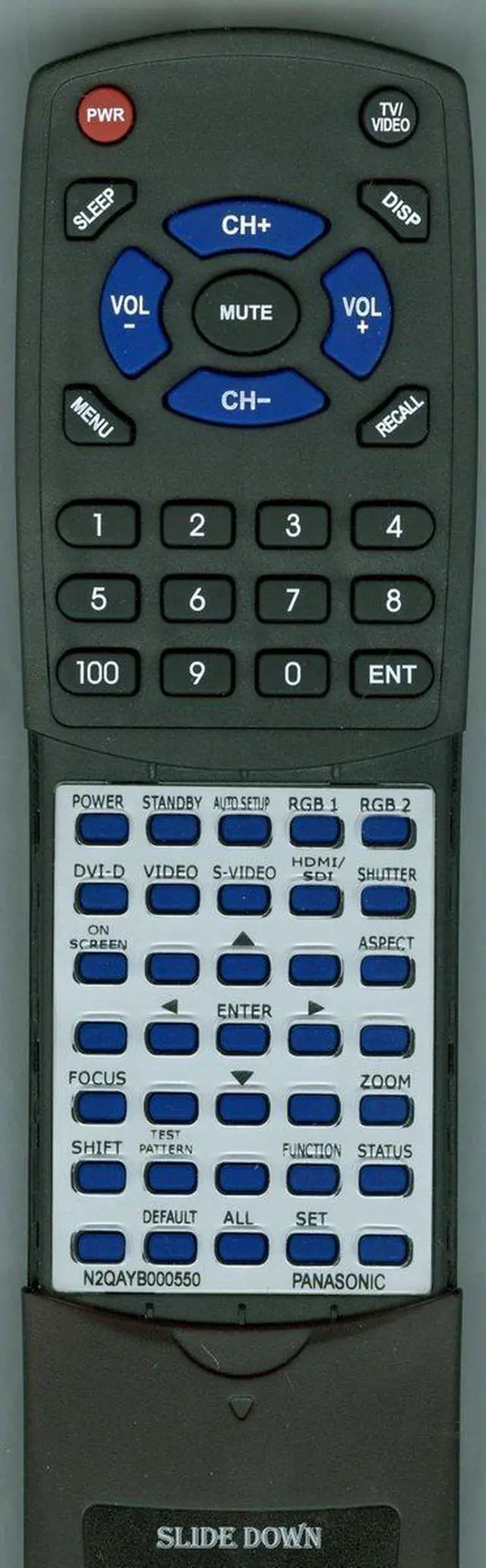 Main image of Replacement Remote Control for PANASONIC N2QAYB000550, PTDW8300U, PT8700U, PTDZ8700U