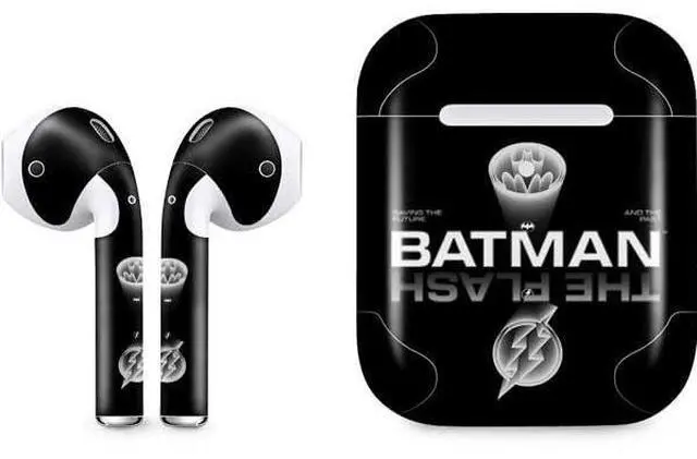 Main image of Decal Audio Skin Compatible with Apple AirPods 2 - Officially Licensed DC Comics The Flash Movie: Batman Flash Future & Past Design