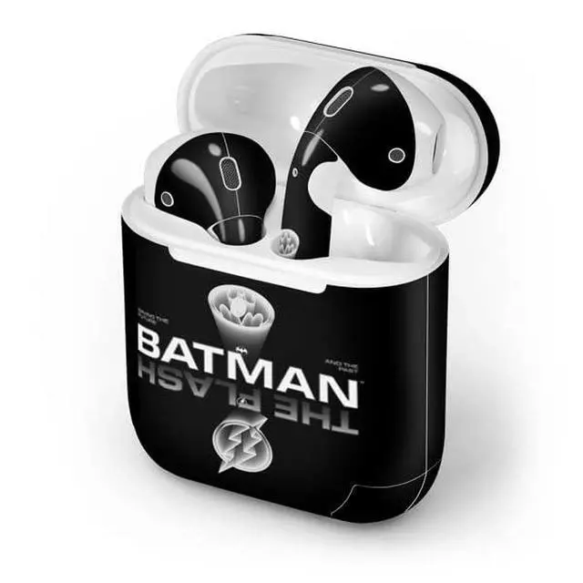 Alt view image 4 of 4 - Decal Audio Skin Compatible with Apple AirPods 2 - Officially Licensed DC Comics The Flash Movie: Batman Flash Future & Past Design